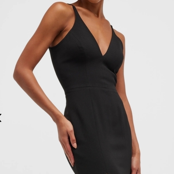 New Dress The Population Iris V-Neck Side Slit Crepe Black Evening Gown NWT XL - Picture 7 of 9